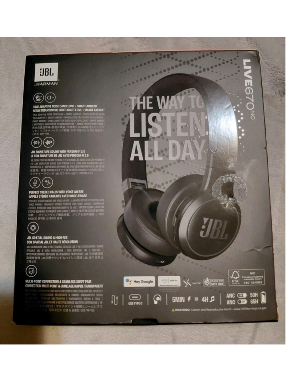 JBL Live 670NC, Wireless On-Ear Headphones with True Adaptive Noise Cancelling - Picture 5 of 5